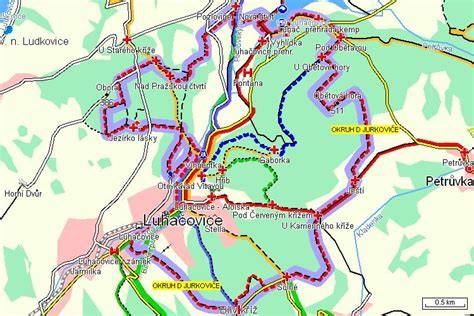 Mapa lázeňského města Luhačovice a okolí