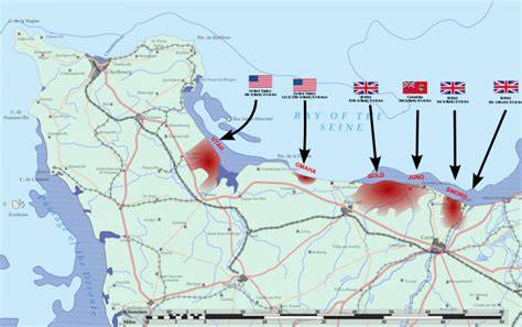 mapa D-Day pamětihodností v Normandii