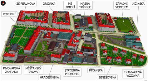 Mapa Královských Vinohrad a okolí hotelu Orion