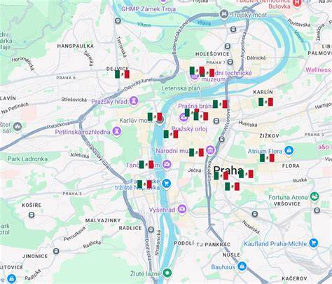 mapa Praha - typické adresy podniků
