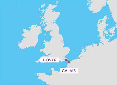 ilustrační mapa trajektů Dover Calais