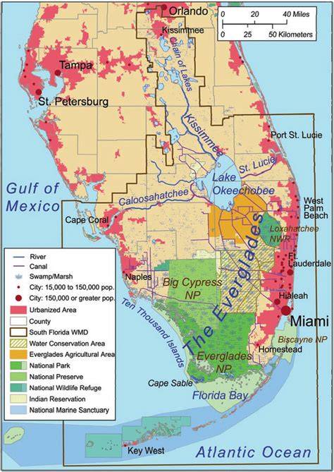 Mapa a ekosystém mokřadů Everglades