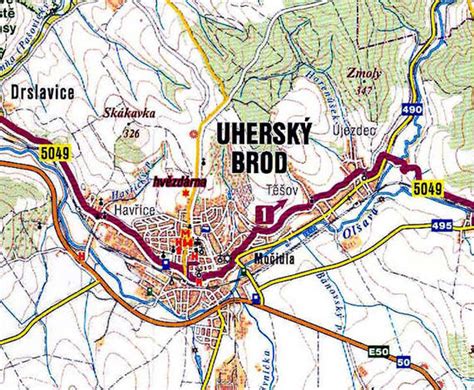 mapa poznávacích tras Uherský Brod a okolí
