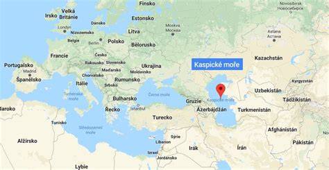 Mapa Kaspického moře a okolí (území a průmysl)