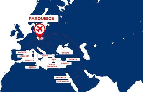 Grafika destinací Pantour (mapa evropských a blízkoasijských destinací)