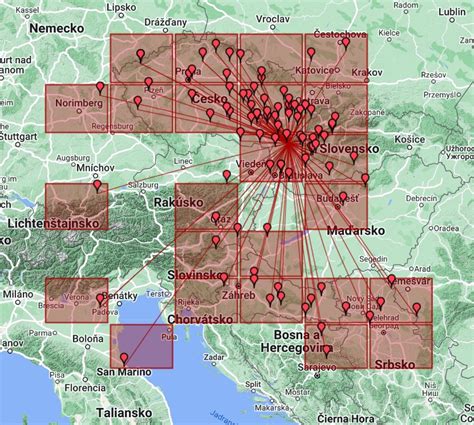 letecke spojeni Wien-SVO mapa