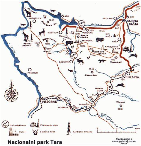 mapa Nár. park Tara a okolí