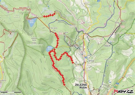 mapa Černého a Čertova jezera na Šumavě