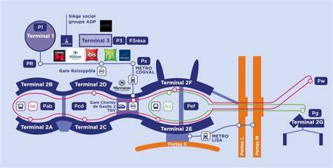 CDG - obecná mapa letiště