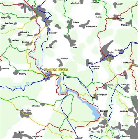 mapa a vyznačení turistických tras kolem Domažlic