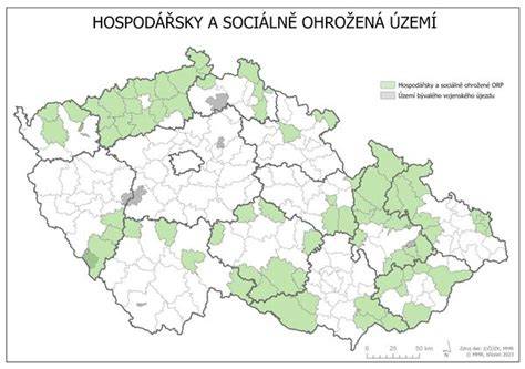 Mapa regionů ohrožených sociálně a ekonomicky