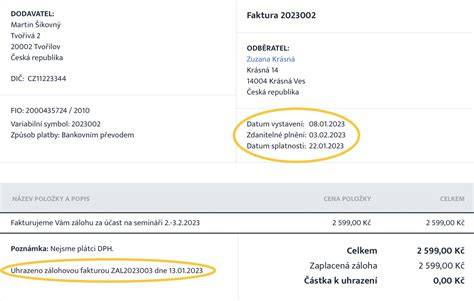 rozdíl mezi zálohovou a ostrou fakturou pro plátce DPH