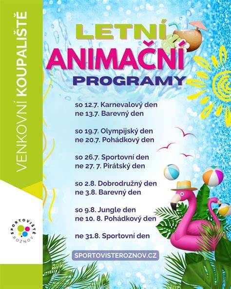 letní animační programy a zábavy u hotelu (infografika)