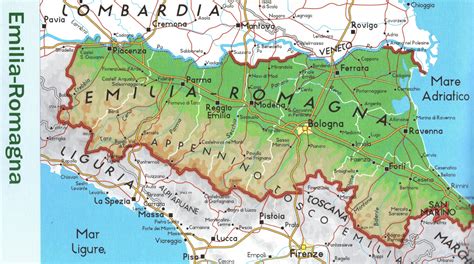 mapa regionu Emilia Romagna a Ravenna