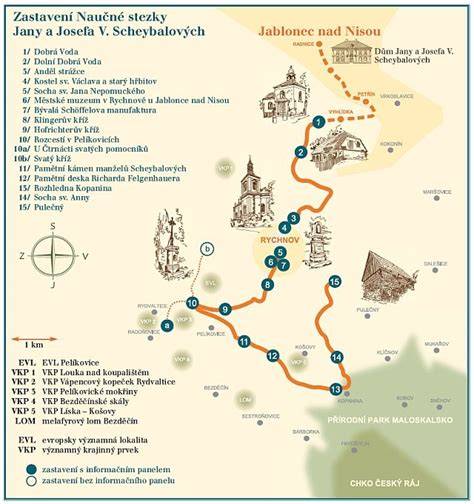 mapa naučné stezky Jany a Josefa Scheybalových