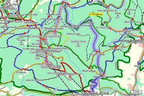 mapa okolí a turistické trasy Krkonoše