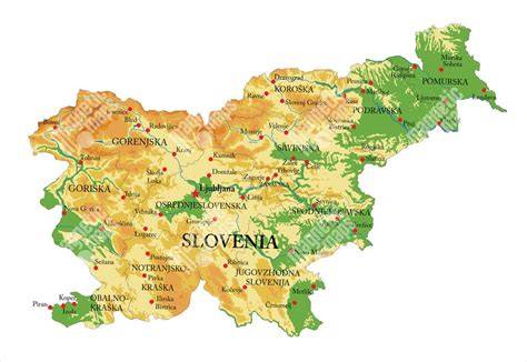 Mapa Slovinska se zobrazením Ptuj a okolí