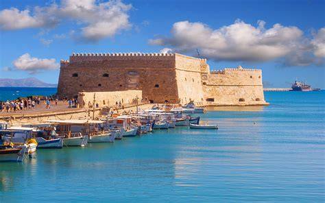 Heraklion city landmarks and harbor