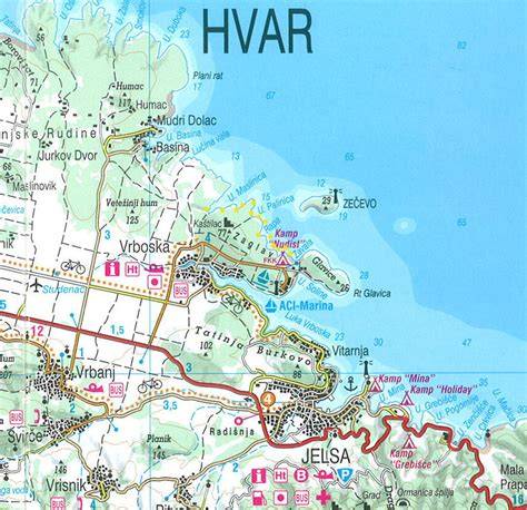 mapa poloha Vrboska Hvar