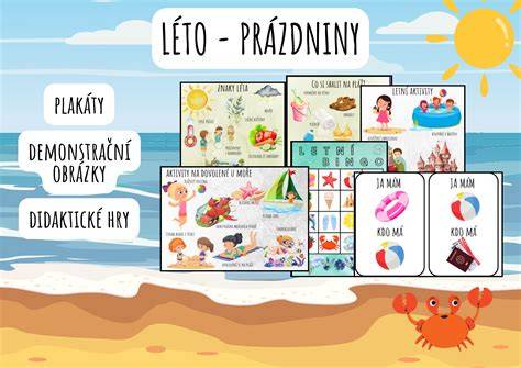 informační grafika o letních aktivitách u moře