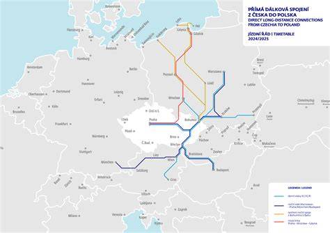 mapa Varšavy s hlavními dopravními uzly a letištěm