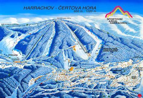 mapa sjezdovek a ubytování v Harrachově