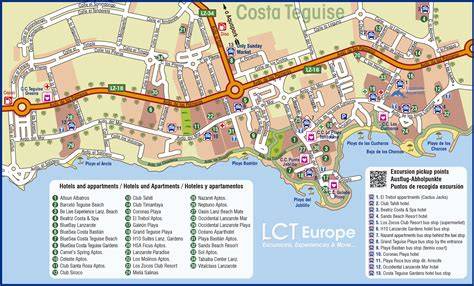 Mapa Lanzarote a Costa Teguise (turistické cíle na ostrově)