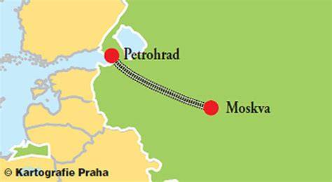 mapa Moskva a Petrohrad