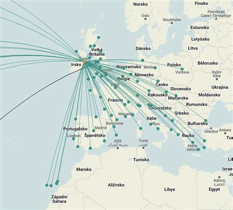 Mapa evropských destinací Alitalia